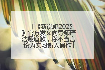 《新说唱2025》官方发文向导师严浩翔道歉，称不当言论为实习新人操作