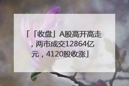 「收盘」A股高开高走，两市成交12864亿元，4120股收涨