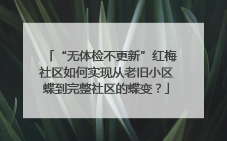 “无体检不更新”红梅社区如何实现从老旧小区蝶到完整社区的蝶变？