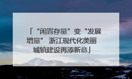 “闲置存量”变“发展增量” 浙江现代化美丽城镇建设再添新意