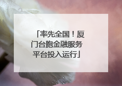 率先全国！厦门台胞金融服务平台投入运行