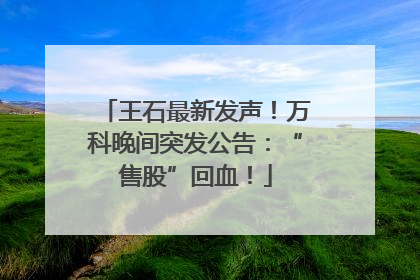 王石最新发声！万科晚间突发公告：“售股”回血！
