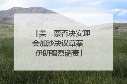 美一票否决安理会加沙决议草案 伊朗强烈谴责