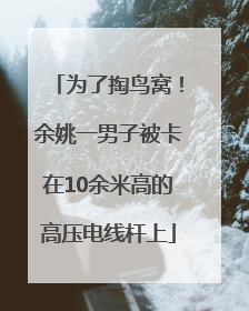 为了掏鸟窝！余姚一男子被卡在10余米高的高压电线杆上