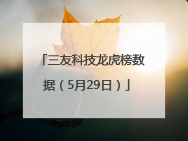 三友科技龙虎榜数据（5月29日）