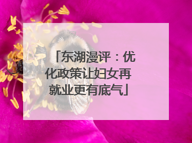 东湖漫评：优化政策让妇女再就业更有底气