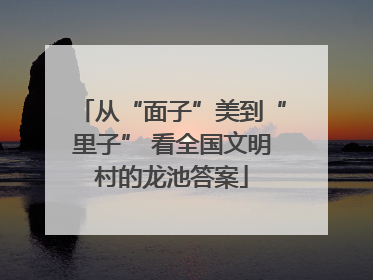 从“面子”美到“里子” 看全国文明村的龙池答案