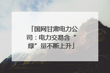 国网甘肃电力公司：电力交易含“绿”量不断上升
