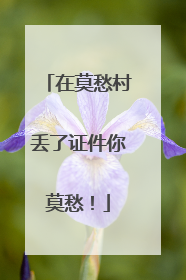 在莫愁村丢了证件你莫愁！