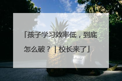 孩子学习效率低，到底怎么破？｜校长来了