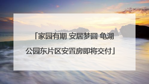 家园有期 安居梦圆 龟湖公园东片区安置房即将交付