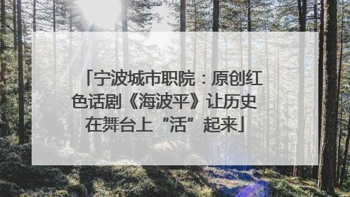 宁波城市职院：原创红色话剧《海波平》让历史在舞台上“活”起来