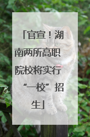 官宣！湖南两所高职院校将实行“一校”招生