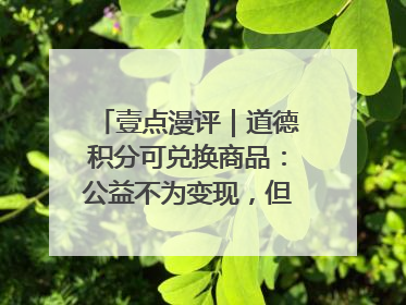 壹点漫评｜道德积分可兑换商品：公益不为变现，但需要更多鼓励