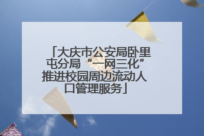 大庆市公安局卧里屯分局“一网三化”推进校园周边流动人口管理服务