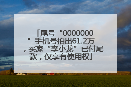尾号“0000000”手机号拍出61.2万，买家“李小龙”已付尾款，仅享有使用权