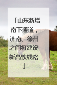 山东新增南下通道，济南、徐州之间将建设新高铁线路