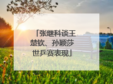 张继科谈王楚钦、孙颖莎世乒赛表现