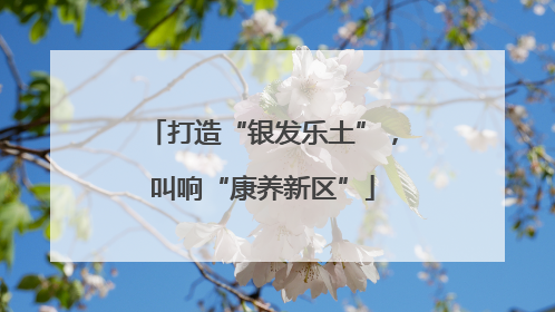 打造“银发乐土”，叫响“康养新区”
