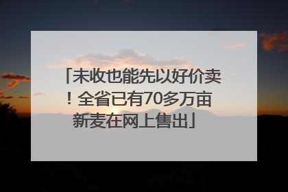 未收也能先以好价卖！全省已有70多万亩新麦在网上售出