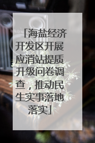 海盐经济开发区开展应消站提质升级问卷调查，推动民生实事落地落实