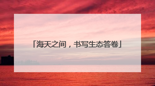 海天之间，书写生态答卷