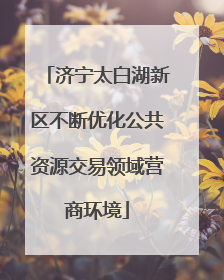 济宁太白湖新区不断优化公共资源交易领域营商环境