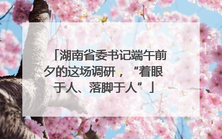 湖南省委书记端午前夕的这场调研，“着眼于人、落脚于人”
