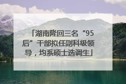 湖南隆回三名“95后”干部拟任副科级领导，均系硕士选调生
