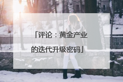 评论：黄金产业的迭代升级密码