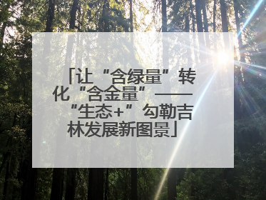 让“含绿量”转化“含金量”——“生态+”勾勒吉林发展新图景