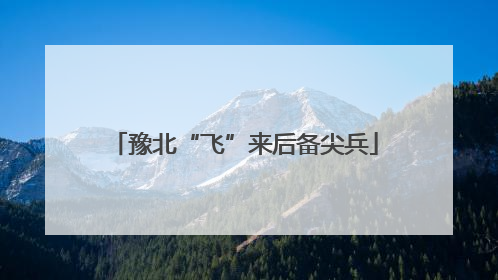 豫北“飞”来后备尖兵