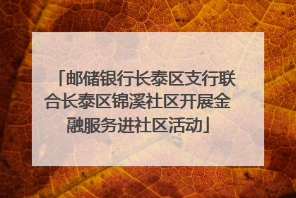 邮储银行长泰区支行联合长泰区锦溪社区开展金融服务进社区活动