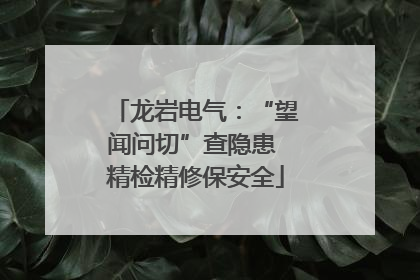 龙岩电气：“望闻问切”查隐患 精检精修保安全