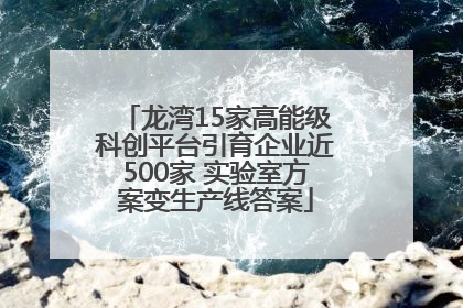 龙湾15家高能级科创平台引育企业近500家 实验室方案变生产线答案