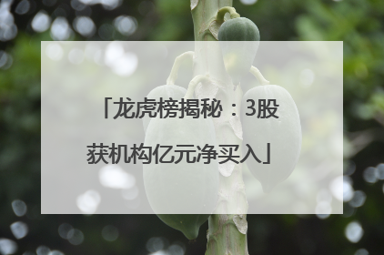 龙虎榜揭秘：3股获机构亿元净买入