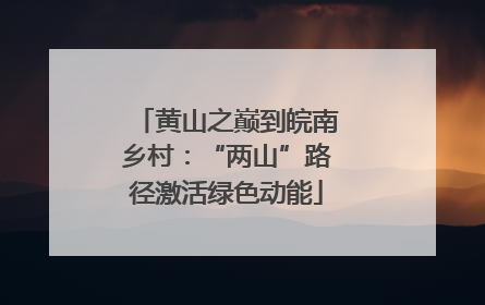 黄山之巅到皖南乡村：“两山”路径激活绿色动能