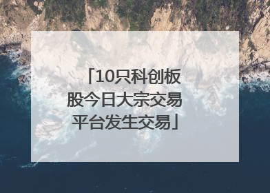 10只科创板股今日大宗交易平台发生交易