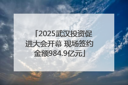 2025武汉投资促进大会开幕 现场签约金额984.9亿元