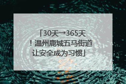 30天→365天！温州鹿城五马街道让安全成为习惯
