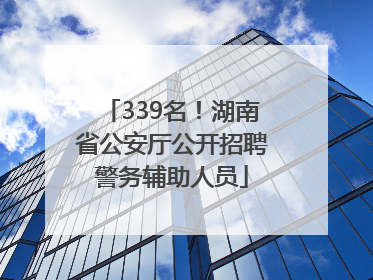 339名！湖南省公安厅公开招聘警务辅助人员